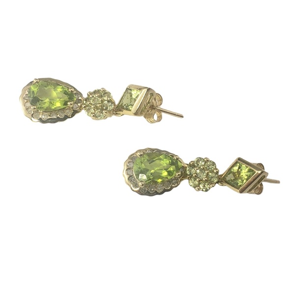 10K Gold Peridot, Diamond, Prasiolite Earrings #16708 - Picture 3 of 9